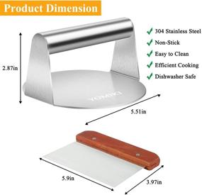 img 3 attached to 🍔 YOMIKI Stainless Steel Griddle Burger Press, 5.5inch Round Smasher for Burgers, Non-Stick Grill Press with Chopper/Scraper, Professional Flat Top Grill Accessories Kit for Cooking Bacon