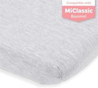 premium light grey bassinet fitted sheet for miclassic bassinet - snuggly soft breathable jersey cotton - perfect fit for 20 x 35 bedside sleeper mattress logo