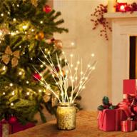 hypestar 70led lighted branches: battery-operated timer function twig lights for christmas, holiday, party indoor/outdoor decor (white birch) логотип