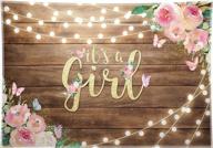 🌸 allenjoy 96x72inch floral it's a girl backdrop - flower butterfly wood wall photography background for baby shower decorations, girl birthday party supplies banner, and photo booth props логотип