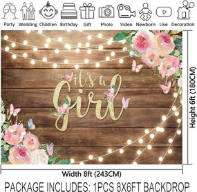 img 3 attached to 🌸 Allenjoy 96x72inch Floral It's a Girl Backdrop - Flower Butterfly Wood Wall Photography Background for Baby Shower Decorations, Girl Birthday Party Supplies Banner, and Photo Booth Props