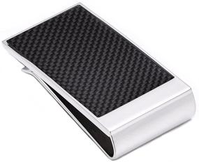 img 2 attached to 💼 Silver Carbon Fiber Stainless Wallet Holder