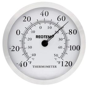 img 2 attached to 🌡️ REOTEMP WT12: Sleek 12 Inch Analog Wall Thermometer with Brushed Aluminum Metal Bezel & Glass Lens