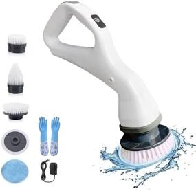 img 4 attached to Cordless Rechargeable Electric Spin Scrubber Cleaning Brush Kit with 4 Replaceable Brush Heads - Adjustable Speed for Floors, Tubs, Tiles, Sinks, and Windows