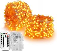 homemory 2 pack 33ft 100 led fall fairy string lights: remote 🍂 control, waterproof & 8 modes - perfect for party & thanksgiving decoration, orange логотип