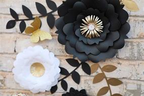 img 1 attached to 🌸 Fonder Mols 3D Paper Flower Decorations - Set of 13, Elegant White Black Gold Flowers for Wedding Backdrop, Graduation Party, Bridal Shower, Halloween Centerpieces, Nursery Wall Decor+