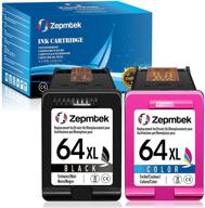 🖨️ zepmtek remanufactured hp 64xl ink cartridge for envy photo printers - 1 black,1 tri-color logo