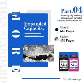 img 1 attached to 🖨️ ZepmTek Remanufactured HP 64XL Ink Cartridge for Envy Photo Printers - 1 Black,1 Tri-Color