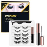 💫 magnetic eyeliner and false eyelashes kit: bulk fluffy natural look, faux mink lashes with tweezers - waterproof, reusable, no glue needed [5 pairs-10 count] logo