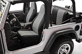 img 4 attached to 🚙 Custom Fit Neoprene Seat Cover for Select Jeep Wrangler YJ Models - Medium Gray with Black Sides by Coverking