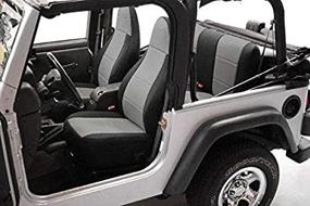 img 2 attached to 🚙 Custom Fit Neoprene Seat Cover for Select Jeep Wrangler YJ Models - Medium Gray with Black Sides by Coverking