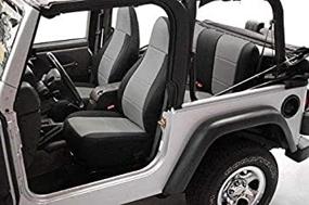 img 1 attached to 🚙 Custom Fit Neoprene Seat Cover for Select Jeep Wrangler YJ Models - Medium Gray with Black Sides by Coverking