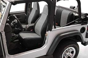 img 3 attached to 🚙 Custom Fit Neoprene Seat Cover for Select Jeep Wrangler YJ Models - Medium Gray with Black Sides by Coverking