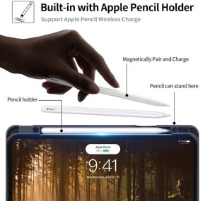 img 3 attached to iPad Pro 12.9 2021 Case - 5th/4th/3rd Gen PU Leather Cover with Pencil Holder, Pocket Strap, Folio Stand, Soft TPU Back, Shockproof - Supports 2nd Gen Pencil & Wireless Charging