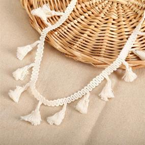 img 3 attached to 🎀 Cotton Lace Ribbon Trimming with Tassel Fringe - 50 Yards for Sewing Accessories, DIY Crafts, and Home Decoration in Beige