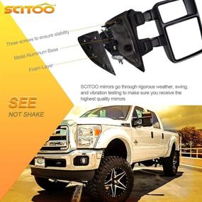 img 1 attached to 🚗 Зеркала буксировки с подогревом и двойным стеклом для Ford F250 F350 F450 F550 Super Duty 1999-2002 — комплект левого и правого зеркал, с функцией телескопирования, складывания и черным текстурированным дизайном.