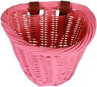 🚲 timoo kids bike basket for girls: elegant wicker front handlebar basket - pink bicycle accessory with leather straps logo