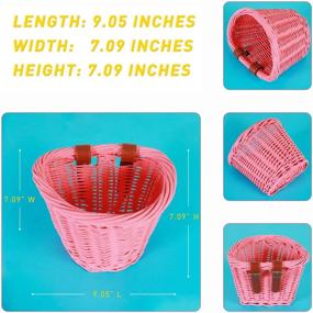 img 3 attached to 🚲 Timoo Kids Bike Basket for Girls: Elegant Wicker Front Handlebar Basket - Pink Bicycle Accessory with Leather Straps