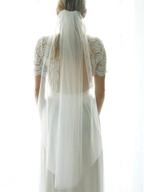 1 tier fingertip length short bridal wedding veil with comb and cut edge - ivory, 39.4 logo