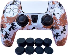 img 4 attached to 🎮 Enhanced PS5 Controller Accessories – Camo Gray Silicone Skin Cover with 8 Pro Thumb Grip Caps for Dualshock, Sony Playstation 5