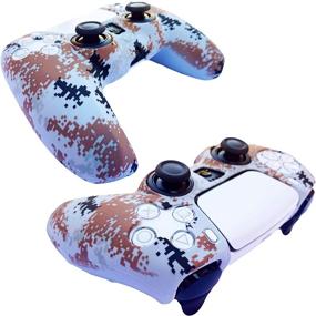 img 2 attached to 🎮 Enhanced PS5 Controller Accessories – Camo Gray Silicone Skin Cover with 8 Pro Thumb Grip Caps for Dualshock, Sony Playstation 5