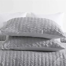 img 2 attached to 🛏️ Cozyholy Seersucker Textured Bedding Set - 3 Piece King Grey Duvet Cover Set, Lightweight Soft Microfiber Bedding with Zipper Closure and Corner Ties