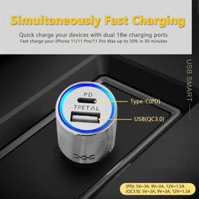 img 2 attached to 7PETAL USB C Power Delivery Car Charger with Carbon Monoxide Detector – Fast Charger with PD 3.0 & Quick Charge 3.0, Compatible for iPhone, Samsung, Google Pixel, and More – 304 Stainless Steel, 2 Port