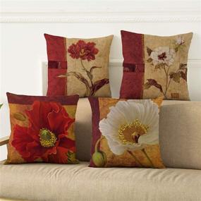 img 3 attached to 🌸 WOMHOPE Set of 4 Vintage Flower Throw Pillow Covers - Trendy Cushion Cases for Living Room, Couch and Bed