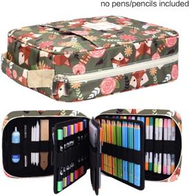 img 3 attached to 🖌️ Ultimate Artist's Organizer: 202 Colored Pencils Pencil Case with 136 Color Gel Pens Pen Bag - Super Big Storage for Professionals - Forest-Friends Design