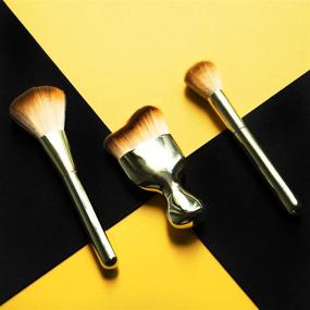 img 1 attached to 🖌️ Nicole Miller 3 Pc Powder Makeup Brush Set - Gold: Face Makeup Brushes, Powder Brush, Air Brush Blender, Blending Brush