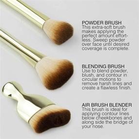 img 2 attached to 🖌️ Nicole Miller 3 Pc Powder Makeup Brush Set - Gold: Face Makeup Brushes, Powder Brush, Air Brush Blender, Blending Brush