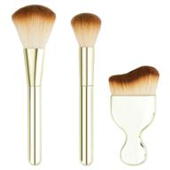 🖌️ nicole miller 3 pc powder makeup brush set - gold: face makeup brushes, powder brush, air brush blender, blending brush logo