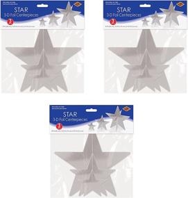 img 2 attached to ⭐️ Beistle Silver 3-D Foil Star Centerpieces, Set of 9, Sizes Ranging from 3 inches to 8 inches