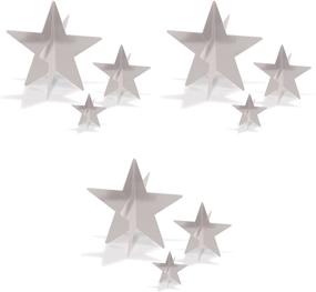 img 3 attached to ⭐️ Beistle Silver 3-D Foil Star Centerpieces, Set of 9, Sizes Ranging from 3 inches to 8 inches