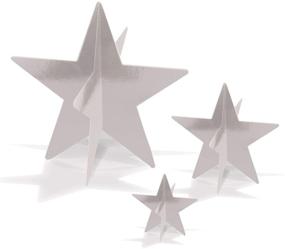 img 1 attached to ⭐️ Beistle Silver 3-D Foil Star Centerpieces, Set of 9, Sizes Ranging from 3 inches to 8 inches