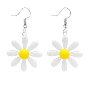 img 1 attached to Dainty Resin Daisy Earrings Set - Cute Acrylic Yellow Flower Dangles for Women and Girls - Lily Petals Hawaii Inspired