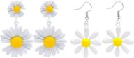 dainty resin daisy earrings set - cute acrylic yellow flower dangles for women and girls - lily petals hawaii inspired logo