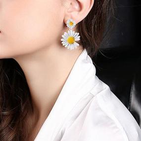 img 3 attached to Dainty Resin Daisy Earrings Set - Cute Acrylic Yellow Flower Dangles for Women and Girls - Lily Petals Hawaii Inspired