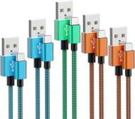 🔌 xiae [5-pack, 6 фт] usb c кабели, нейлоновая оплетка типа c зарядное устройство, быстрозарядный usb a к usb c кабель, совместимый с samsung galaxy s9 s8 note 9, lg v30 g6 g5 v20, google pixel, moto z2, цветной usb c зарядник логотип