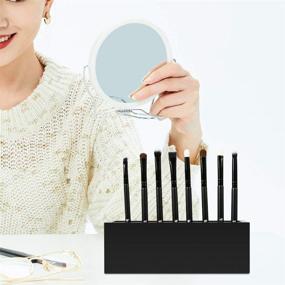 img 1 attached to 🖤 DUcare Silicone Makeup Brush Storage Holder: Professional Air Drying Organizer for Countertop Display - Black