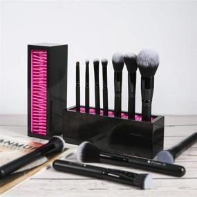 img 2 attached to 🖤 DUcare Silicone Makeup Brush Storage Holder: Professional Air Drying Organizer for Countertop Display - Black