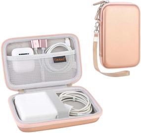 img 4 attached to 🌸 Canboc Carrying Case for MacBook Air Pro Charger, iPhone 12/12 Pro MagSafe Charger, USB C Hub, Type C Hub, USB Multiport Adapter - Rose Gold