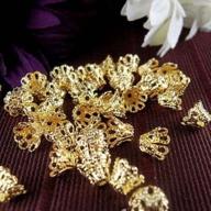 💯 100 gold plated filligree flower cup bead caps - 7mm - ideal for jewelry making logo