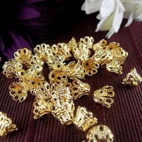 img 1 attached to 💯 100 Gold Plated Filligree Flower Cup Bead Caps - 7mm - Ideal for Jewelry Making