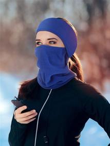 img 3 attached to 🧣 Stay Warm and Cozy with our 8-Piece Drawstring Winter Neck Gaiter Fleece Ear Warmers Headband - Perfect Windproof Neck Warmer Face Scarf for Men and Women! (Blue, Grey, Navy Blue, Black)