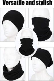 img 2 attached to 🧣 Stay Warm and Cozy with our 8-Piece Drawstring Winter Neck Gaiter Fleece Ear Warmers Headband - Perfect Windproof Neck Warmer Face Scarf for Men and Women! (Blue, Grey, Navy Blue, Black)