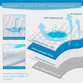 img 3 attached to 2 штуки Водонепроницаемый защитный чехол для детского матраса на коляску - стеганый накладной чехол для детского матраса, дышащий и дополнительно мягкий матрас для младенца - 52x28, белый