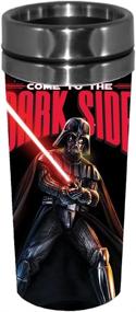 img 1 attached to 🌑 Disney Star Wars Darth Vader Come to the Dark Side Steel Travel Mug 16 oz - Multicolor by Silver Buffalo