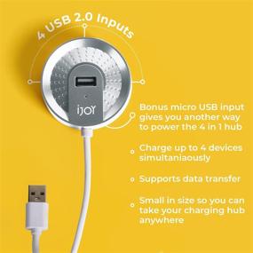 img 1 attached to 💡 iJoy 4-in-1 USB Charging Hub - Compact Multiport USB Hub with 3ft USB Power Cable - Universally Compatible for Phones, Tablets & More - Charge Up to 4 Devices - Ideal for Travel, Home & Office (Silver)