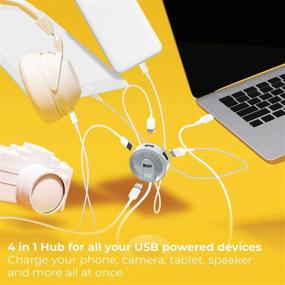 img 3 attached to 💡 iJoy 4-in-1 USB Charging Hub - Compact Multiport USB Hub with 3ft USB Power Cable - Universally Compatible for Phones, Tablets & More - Charge Up to 4 Devices - Ideal for Travel, Home & Office (Silver)